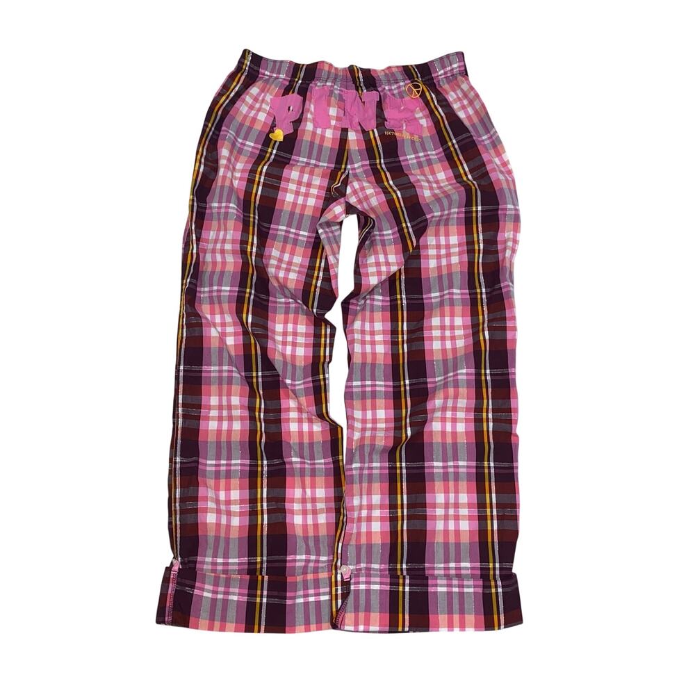 2007 VS PINK Plaid Pajama Pants, Drawstrings, Front Pocket, 99% Cotton, XS